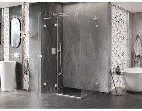 Mexen Lunar, L sklápací sprchový kút ľavý 100 x 80 cm, 8mm číre sklo, biely profil, 834L-100-080-20-00-L