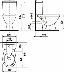 WC kombi Jika UNI H8241780007873 so zadným odpadom