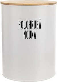 Orion 2. akosť - Dóza na potraviny, plechová, biela, s bambusovým viečkom - 2,3l