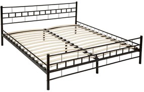 tectake 401720 kovová posteľ dvojlôžková vrátane lamelových roštov - 200 x 180 cm, čierna