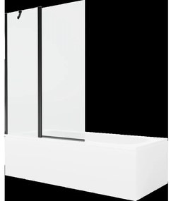 Mexen Vega obdĺžniková vaňa 150 x 70 cm s obkladom a 1-krídlovou sprchovou zástenou 120 cm, Transparentné, Čierna - 550115070X94
