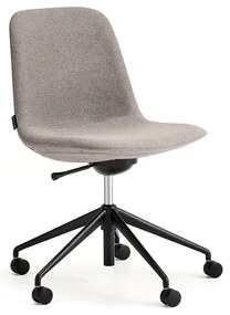 Stolička LANGLEY, nízky sedák, s kolieskami, čierna/šedohnedá