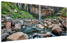 Obraz - Vodopád Svartifoss, Island (120x50 cm)