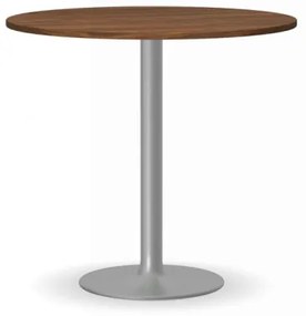 Konferenčný stolík FILIP II, priemer 800 mm, sivá podnož, doska orech