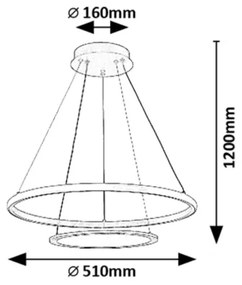 Rabalux 72040 - LED Stm. luster na lanku JASERO LED/42W/230V 3000-6500K + DO