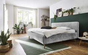 Dvojlôžková posteľ taupe s úložným priestorom 160 x 200 cm chenille sivá MUZZA