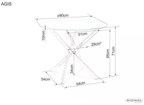 Jídelní stůl Agis 90 cm čirý/zlatý