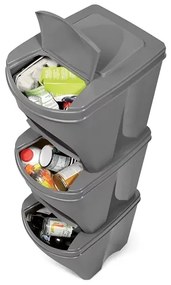 Set košov na triedený odpad II, 3 x 25 l, sivá