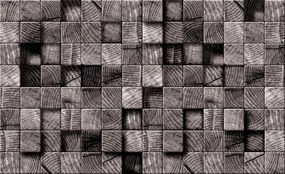 Fototapeta - Šedé drevené kocky (254x184 cm)