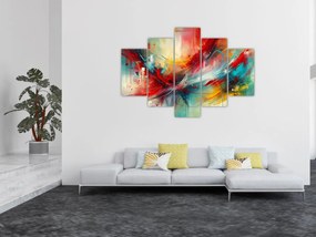 Obraz – Abstrakcia s červenou (150x105 cm)