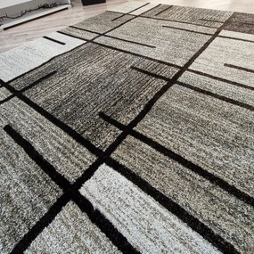 HU Béžovo-hnedý moderný kockovaný koberec Rio 685A-Beige-Fume Rozmer: 60x100 cm