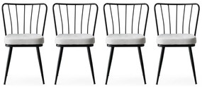 Súprava 4 ks jedálenských stoličiek Yildiz čierna/svetlosivá