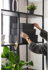 Tmavosivé kartónové úložné boxy v súprave 3 ks s vekom/dekoratívne 42,5x29,5x13 cm Kian Paper Laminate – Bigso