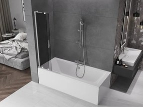 Mexen Velar L, 2-krídlová posuvná vaňová zástena 75 x 150 cm, 8mm šedé sklo, chrómový profil, 896-075-003-41-01