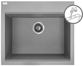 Laveo Tau, 1-komorový granitový drez 570x500x215 mm, šedá, LAV-SBT_510Y