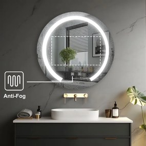 IREDA Kúpeľňové zrkadlo s LED osvetlením, okrúhle, 70 cm