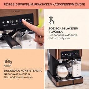 Klarstein Arabica Comfort  kávovar s portafiltrom, 1350 W, 20 bar, 1,8 l, dotykový ovládací panel