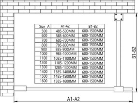 Erga Paris, sprchová zástena Walk-In 130x200 cm, 8mm šedé sklo, biely matný profil, ERG-V02-PARIS-130x200-GR-WH