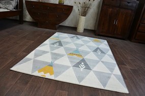 Koberec PASTEL 18415/052 - Indian Aztécky krém sivý tyrkys zlatý - 120x170 cm