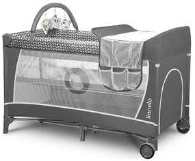 Lionelo - Cestovná postieľka FLOWER Šedá Scandi