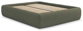 Tmavozelená čalúnená dvojlôžková posteľ s úložným priestorom/bez čela s roštom 160x200 cm Inera – Bobochic Paris