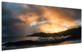 Obraz - pláž so zatiahnutou oblohou (120x50 cm)