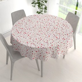 Biante Bavlnený okrúhly obrus Sandra SA-719 Červeno-béžové drobné kvietky na bielom Ø 120 cm