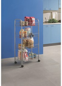 Kovový pojazdný regál v striebornej farbe 41x84 cm Ascona – Metaltex