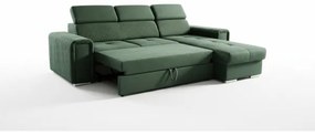 Univerzálna rohová rozkladacia sedacia súprava do L s úložným priestorom SALVADA zelená