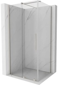 Mexen Velar, sprchový kút s posuvnými dverami 140 x 90 cm, 8mm číre sklo, brúsená oceľ, 871-140-090-01-97
