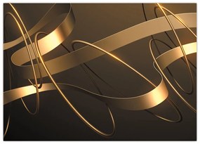 Sklenený obraz - Bronzové stuhy (70x50 cm)