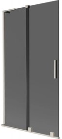 Mexen Velar L, 2-krídlová posuvná vaňová zástena 100 x 150 cm, 8mm šedé sklo, brúsená oceľ, 896-100-003-41-97