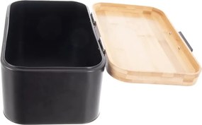 Orion Chlebník BLACK, plech/bambus, 30 x 19,5 x 14,5 cm