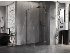 Mexen Lunar, výklopný sprchový kút pravý 70 x 70 cm, 8mm číre sklo, profil grafit brúsený, 834-070-070-66-00-P