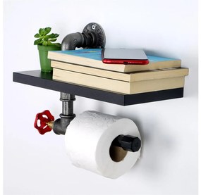 Držiak toaletného papiera s policou BORU čierna