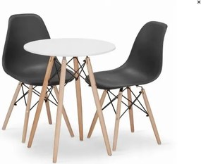 Jedálenská zostava TODI 60cm okrúhly stolový set biely + 2 stoličky OSAKA Farba: Čierna