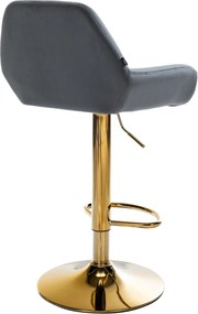 Barová stolička Braga (SET 2 ks) - zamat, zlatá podnož - Tmavo sivá