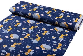 Biante Detské bavlnené posteľné obliečky do postieľky Sandra SA-281 Líšky na večernej oblohe Do postieľky 90x140 a 50x70 cm