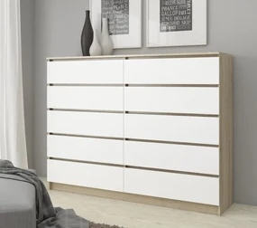 Komoda K160 10SZ CLP dub sonoma / biela