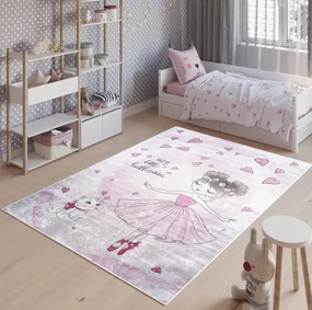 Detský ružový koberec s balerínou Šírka: 80 cm | Dĺžka: 150 cm