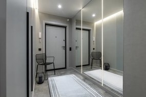 Koberec / Behúň ALLURE 1960 grécky kľúč / rám, štruktúrovaný / glamour, sivý