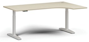 Výškovo nastaviteľný stôl, elektrický, 675-1325 mm, rohový pravý, doska 1800x1200 mm, biela podnož, grafit