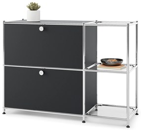 Kovová odkladacia skrinka »CN3« s 2 výklopnými priehradkami, čierna