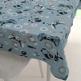 Biante Detský bavlnený obdĺžnikový obrus Sandra SA-588 Play Game na modrom 120x160 cm