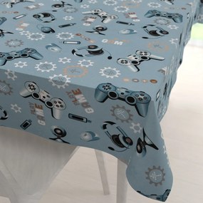 Biante Detský bavlnený obdĺžnikový obrus Sandra SA-588 Play Game na modrom 120x200 cm