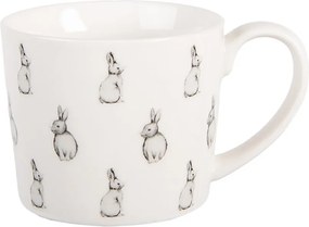 Mug 275 Ml White Porcelain Rabbits - 12*8*7 cm / 275 ml