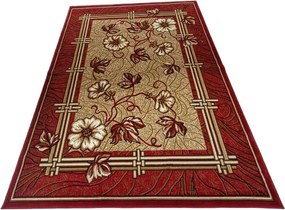 HU Červeno-béžový klasický koberec Shiraz Bcf Bordove-maky Rozmer: 80x250 cm