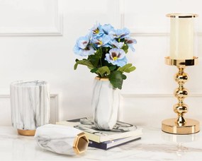 KERAMICKÝ KVETINÁČ BLUM MARBELING GOLD 16X12 CM BIELA/ZLATÁ