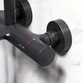 Sprchový systém AM.PM Like F07LA522 s termostatickou vaňovou a sprchovou batériou, čierny