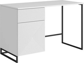 Písací stôl Asha 120 cm - biely mat / čierne nohy